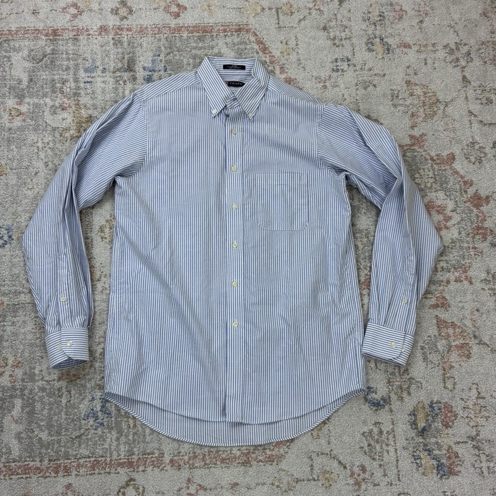Chaps Striped Oxford Long Sleeve Shirt M Preppy Corporate Sleek 15 15.5 34/35